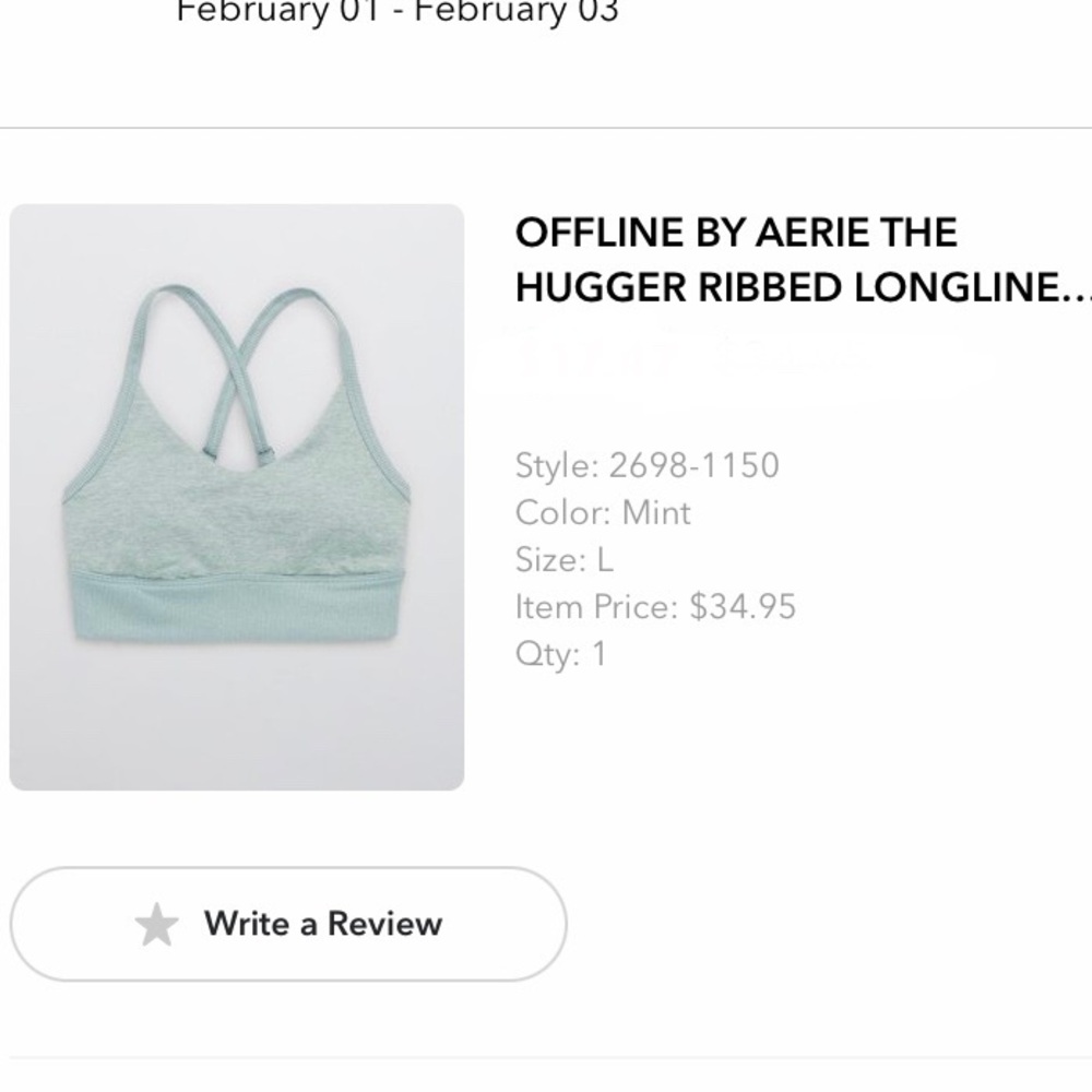 Aerie Hugger Ribbed Bra Mint